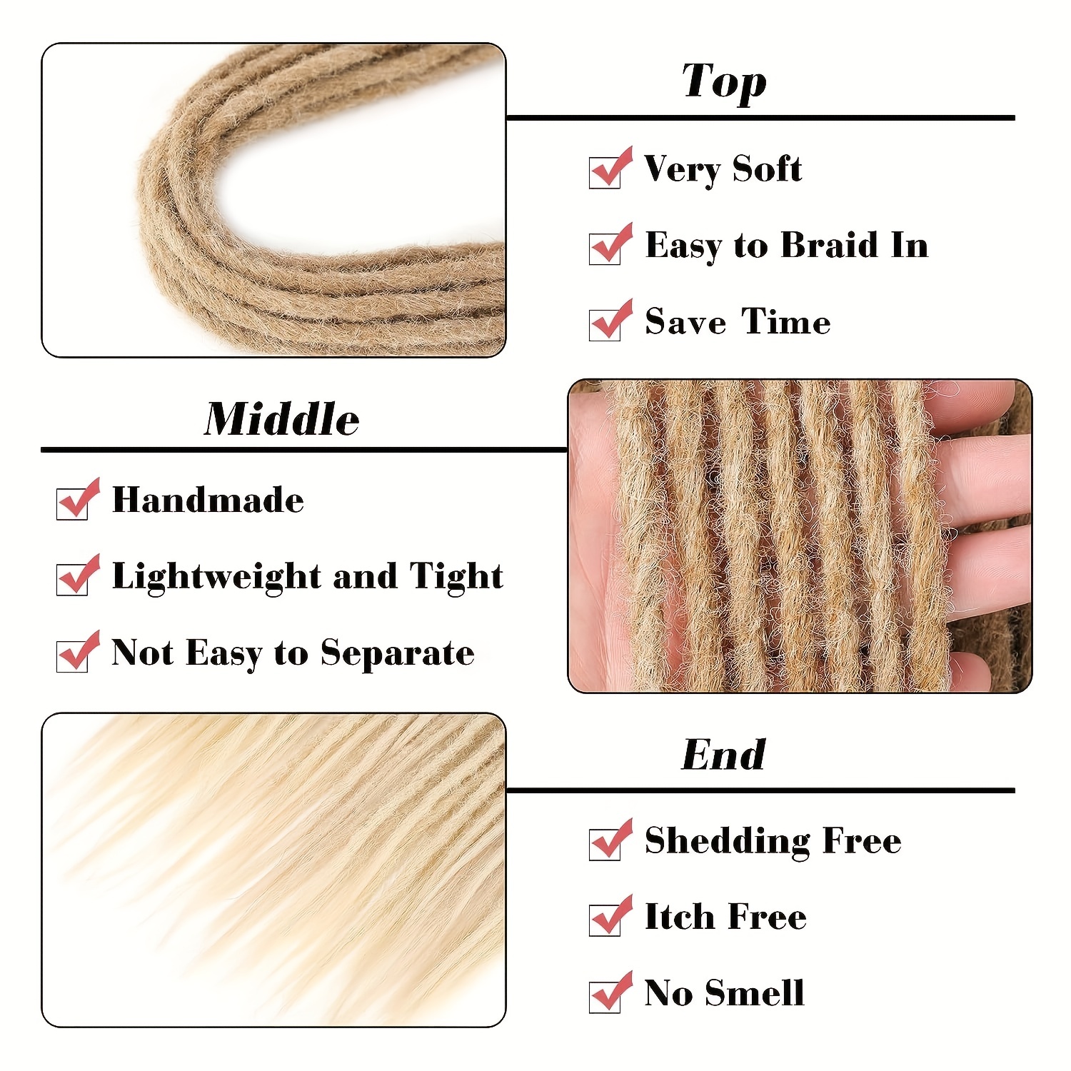 10 Strands Dreadlock Handmade Crochet Hair Extensions Double - Temu