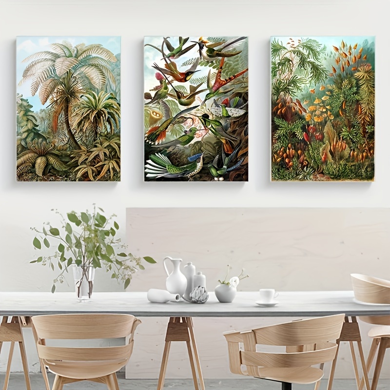 Frameless Palm Tree Prints Vintage Hummingbird Botanical - Temu