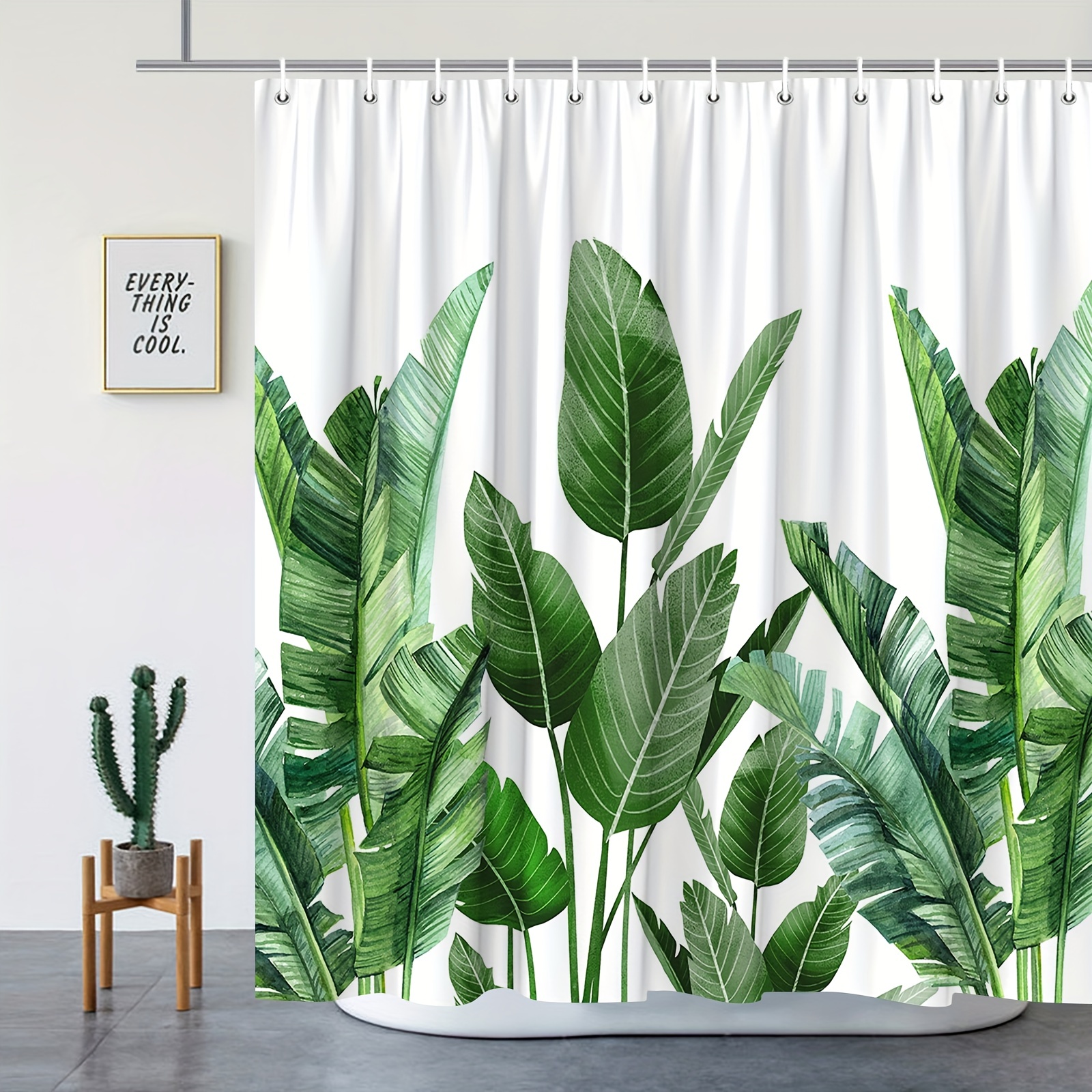 Tropical Greenery Leaves Plant Shower Curtain Waterproof Fabric Shower  Curtain Set 12 Hooks Polyester Plants Jungle Curtain Bathroom Curtain 