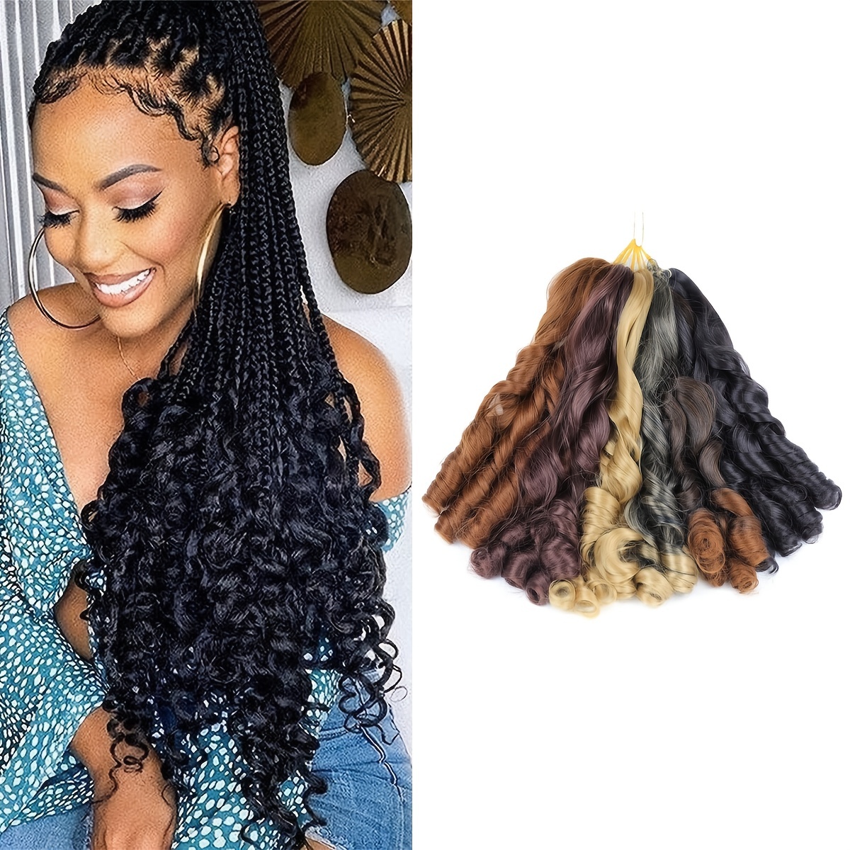 Crochet Hair for Women 21 Goddess Box Braid, Synthetic Pre-Loop French Curls Braid Hair, Crochet French Curls, Crochet Braid Curls, End Extensions