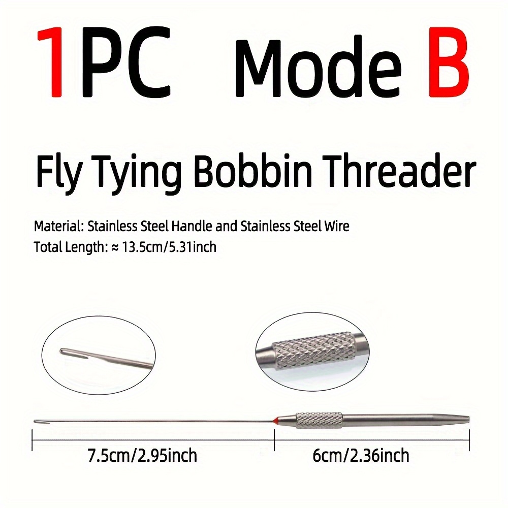 STAINLESS STEEL TOOL Set for Tying Flies Bobbin Threader and Line