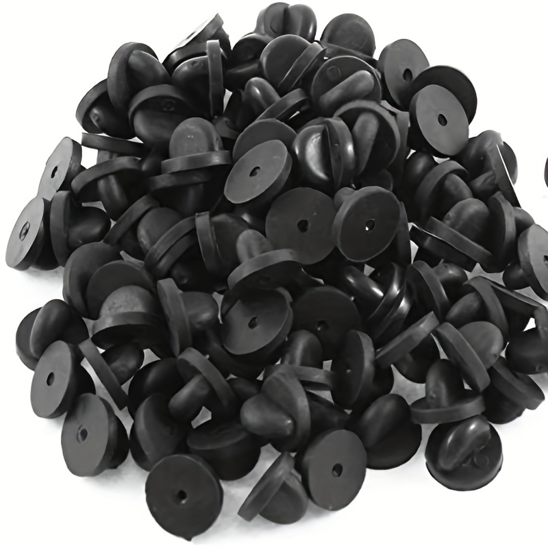 

100pcs Black Simple Rubber Pins Backs Diy Jewelry Making Accessories Brooch Tie Hat Badge Handmade Material Supplies