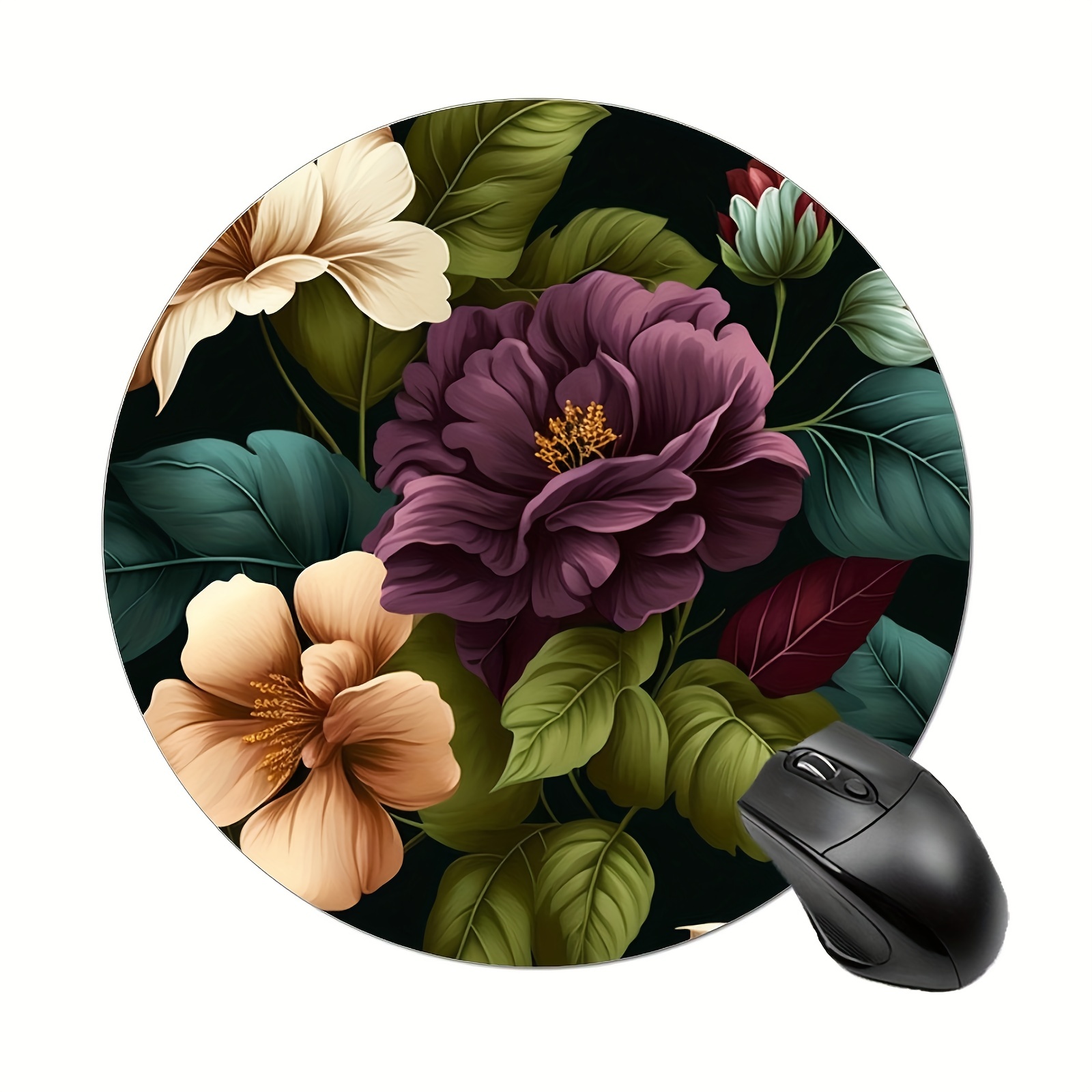 

1pc Vintage Flower Round Mouse Mat, Cute Mouse Pad With Design, Non-slip Rubber Base Mousepad Small Size 7.87 X 7.87 X 0.1inch ( 20cm X 20cm X 0.2cm)