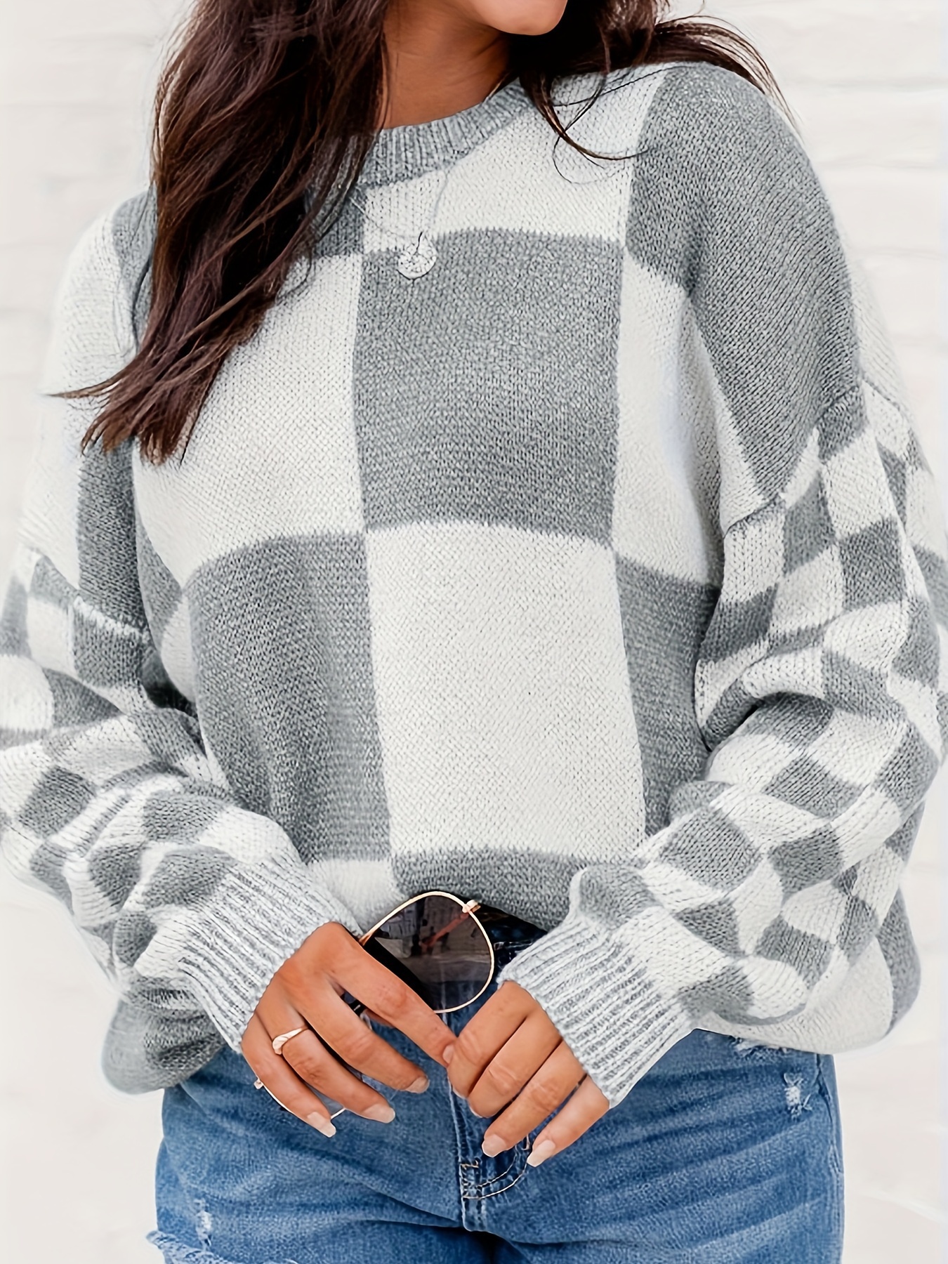 YWDJ Womens Sweaters Plus Size Women's Long Sleeve Round Neck