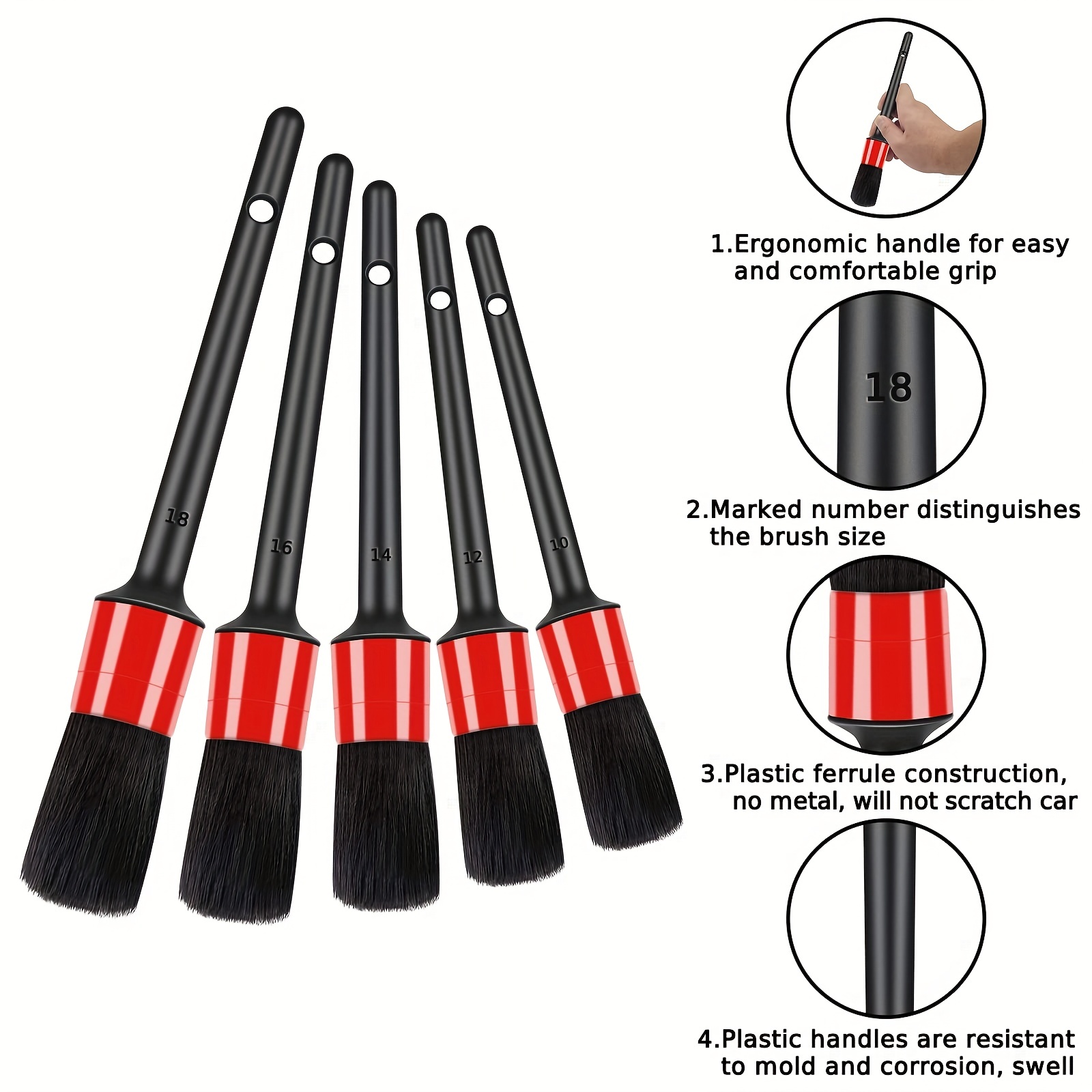 5pcs Detailing Brush Set Car Brushes Car Detailing Brush For Car