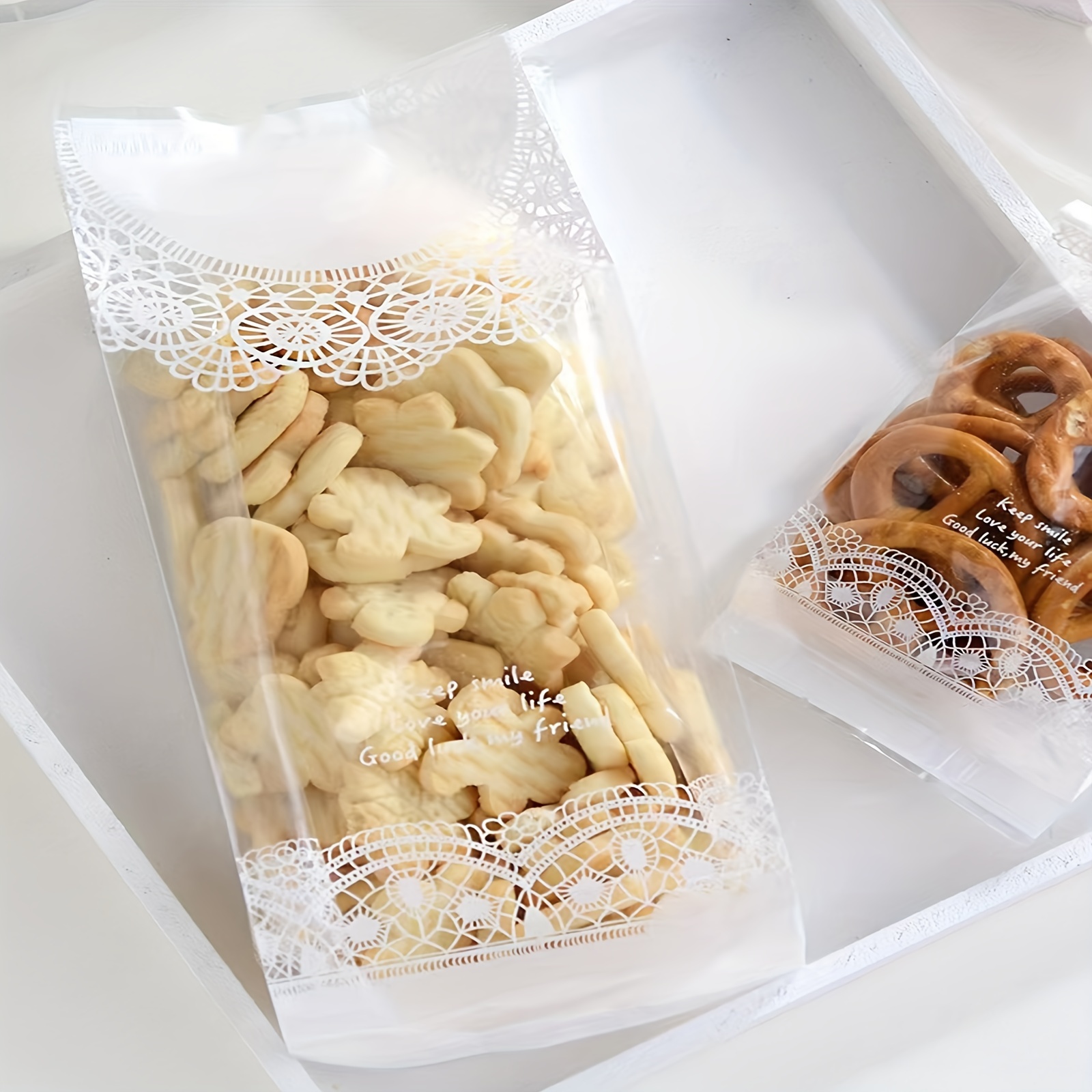 Bolsas de celofán impresas hechas a mano de encaje para galletas, bolsas de  plástico para galletas de cumpleaños, embalaje de dulces, bolsas  autoadhesivas OPP, 10x10, 500 piezas - AliExpress