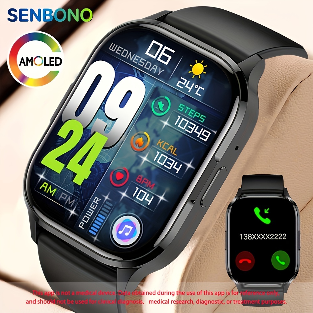 Senbono 2024 Nuovo Smartwatch Amoled Chiamata Wireless - Temu Italy