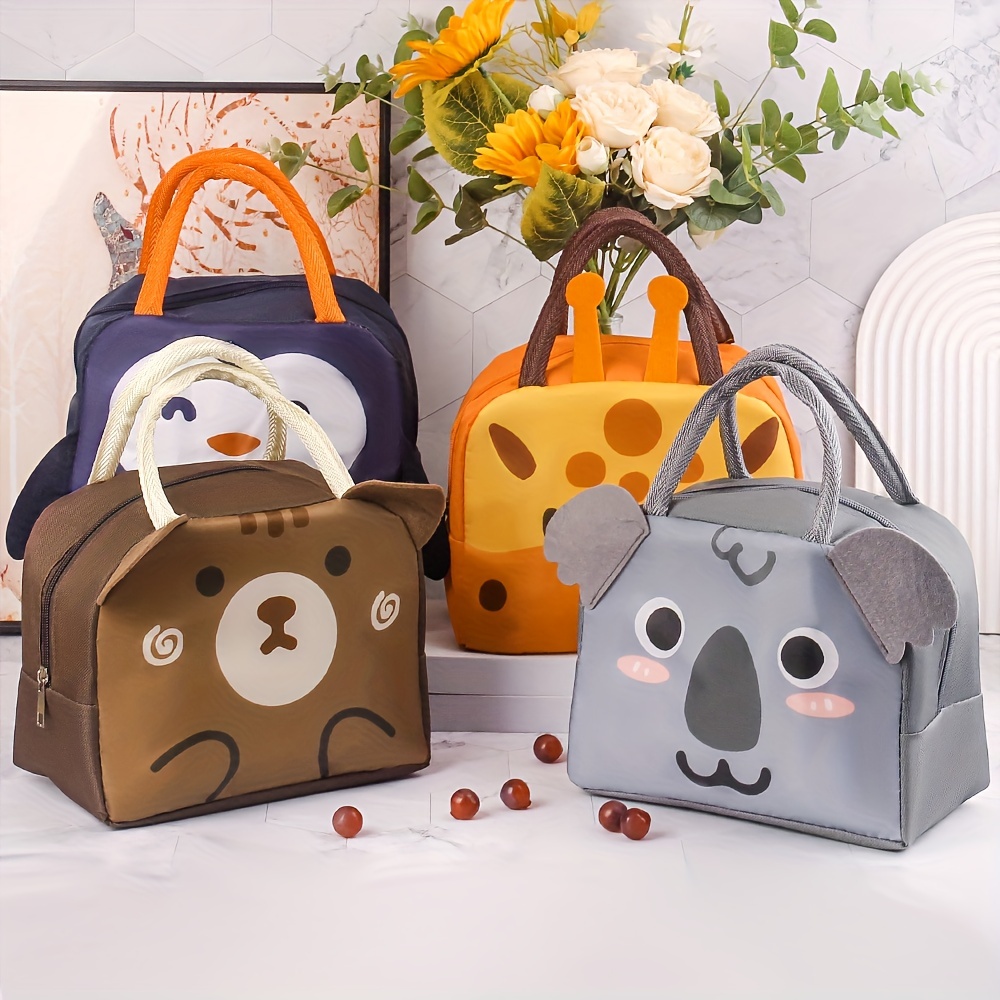 3-D Cartoon Animal Pattern Insulated Lunch Box Bag with Large Capacity