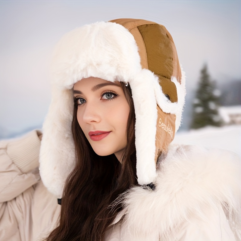 Winter Thickened Plush Trapper Hat Trendy Faux Fur Bomber - Temu Canada