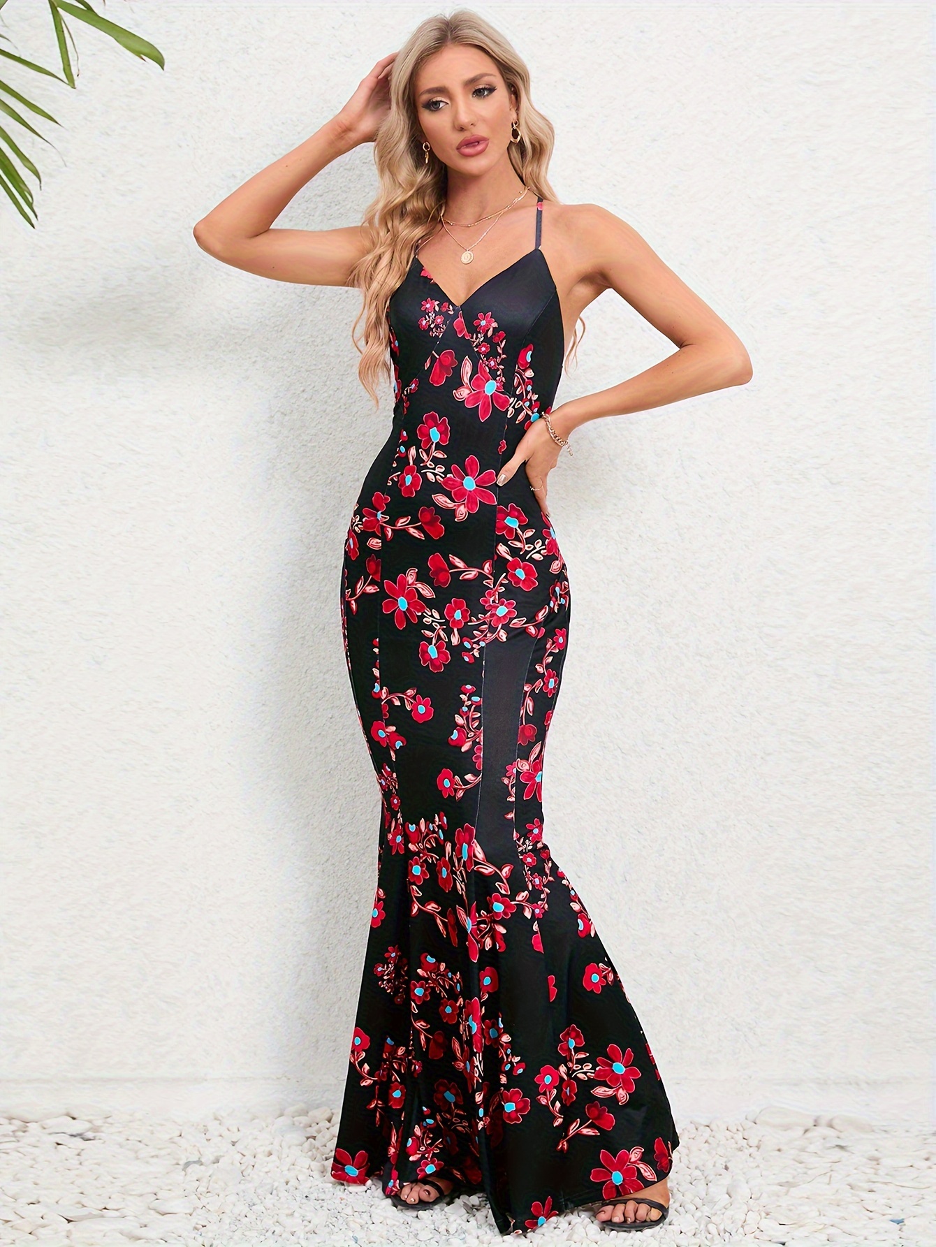 Vestido Cami Estampado Floral Vestido Midi de Verão Sem - Temu