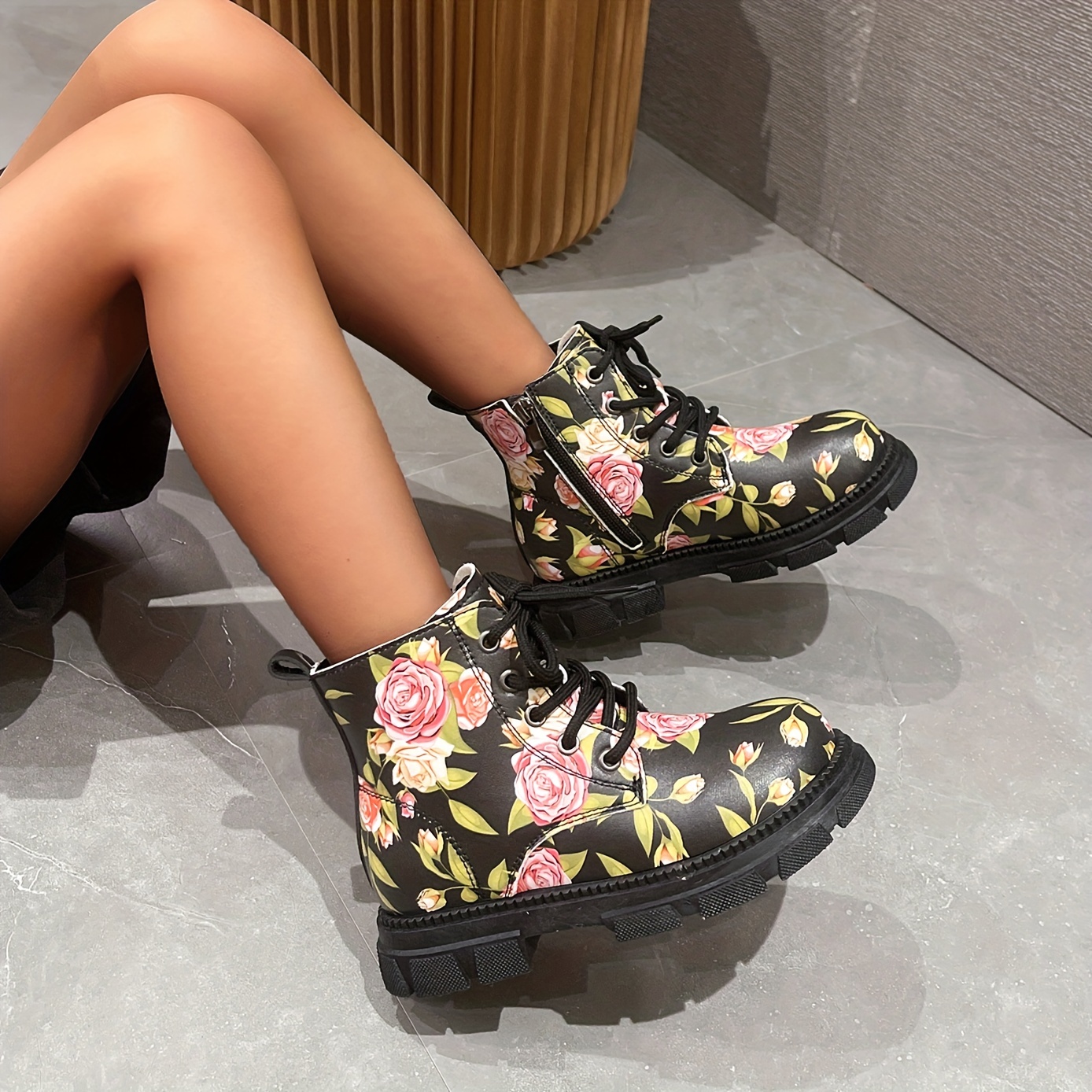 Flower print sale boots