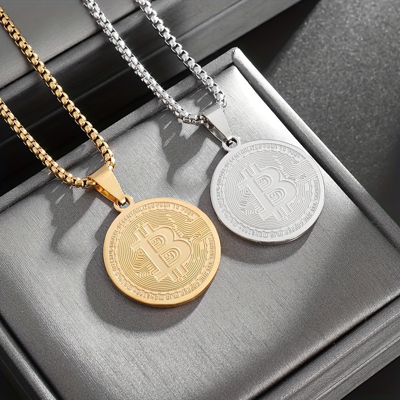 Stainless Steel Coin Pendant Necklace