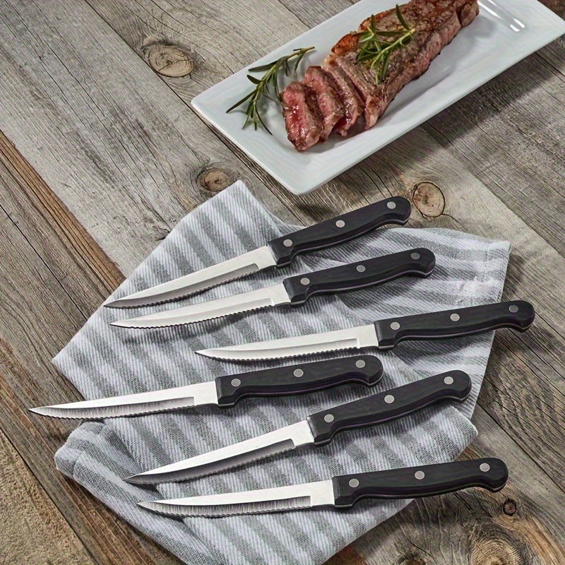 Steak Knife Set (4 Black Handle, Black Blade)