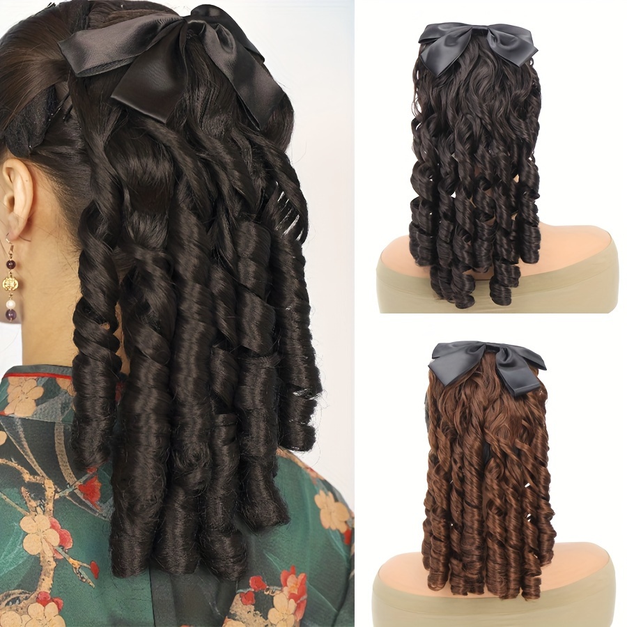 

Curly Clip-in Ponytail Extension For Women - Long, Natural-looking Synthetic Hair With Comb Puff & Roman Roll Design