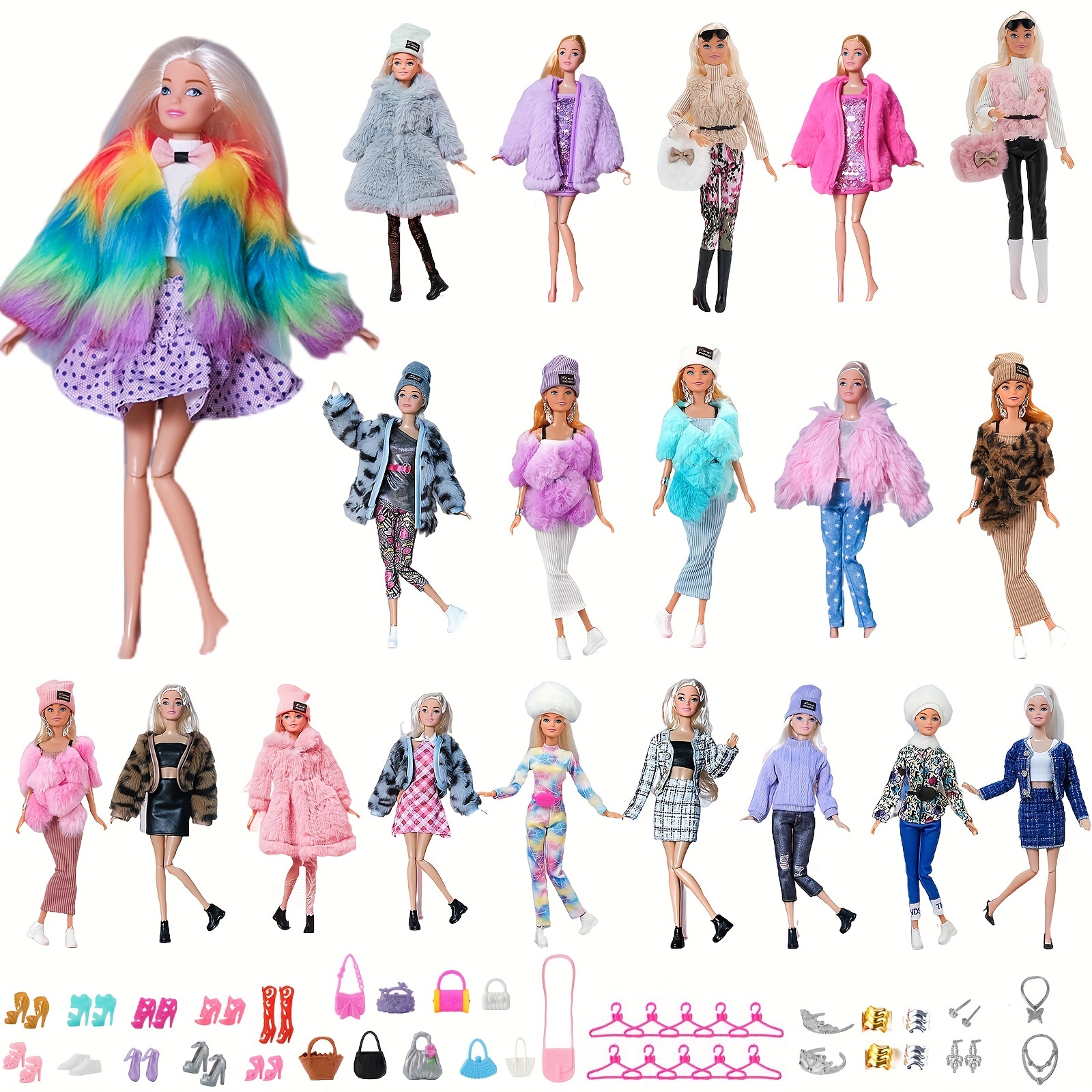10 Sets Doll Clothes Outfits Dress Shoes Bag And Accessories For Ba