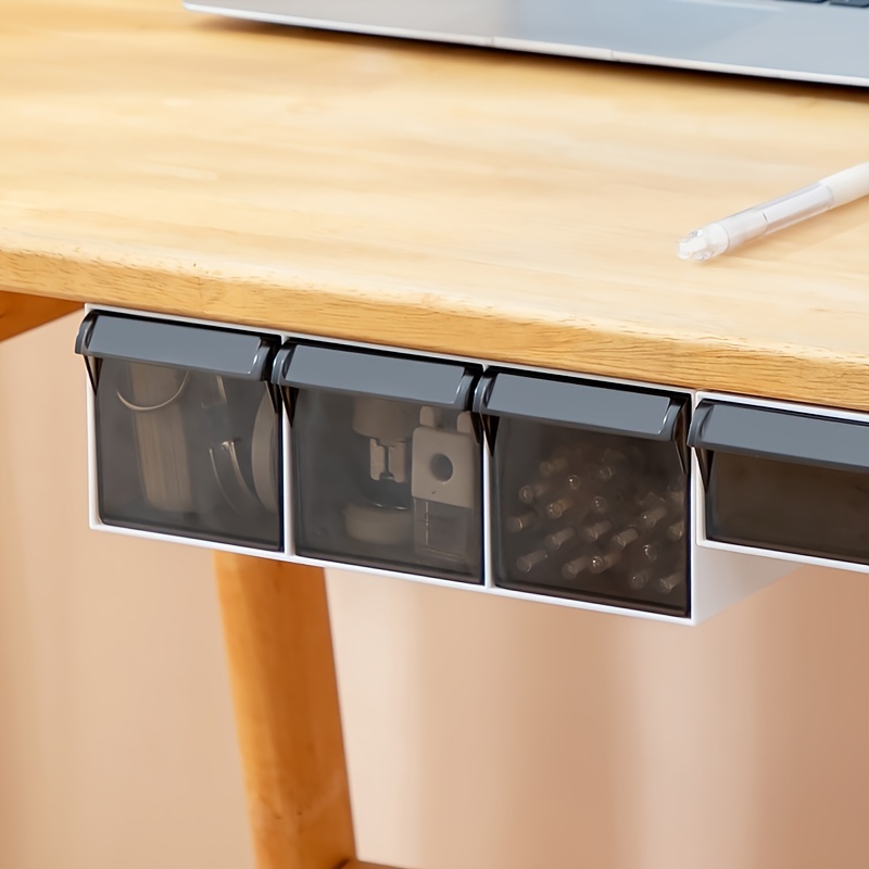 Kitchen Self-Adhesive Under Desk Hidden Drawer Organizer Holder Under Desk  Drawer Storage Big Pencil Tray Set for Office Bedroom