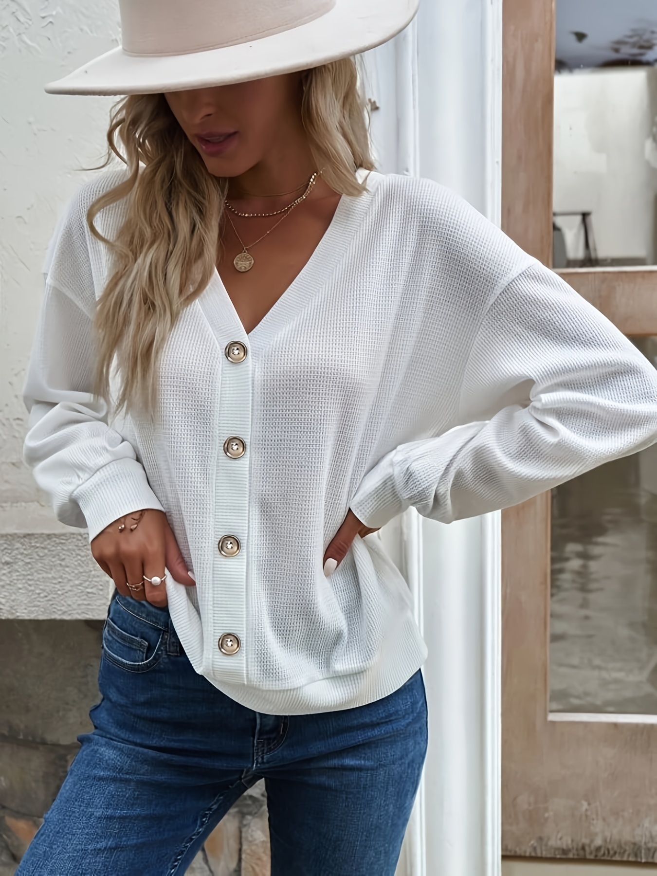 Button shop front sweatshirt