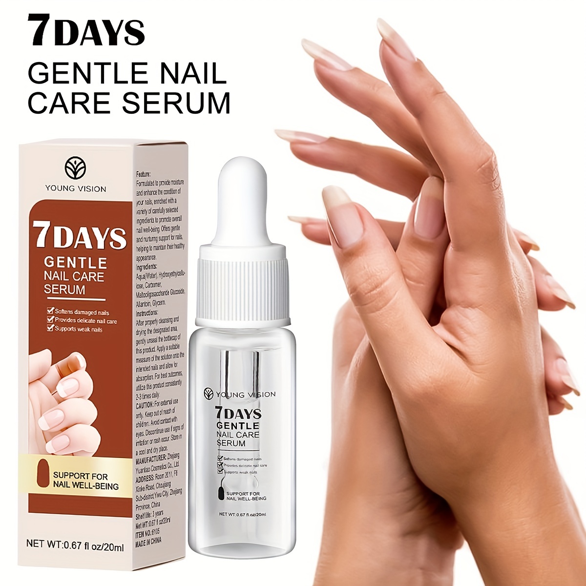 

20ml 7 Days Nail Strengthening Serum, Nail Cuticle Oil Strengthener, Promote Strong Nail From Fragile Broken, Stronger Nails In 1 Week Nail Thickening
