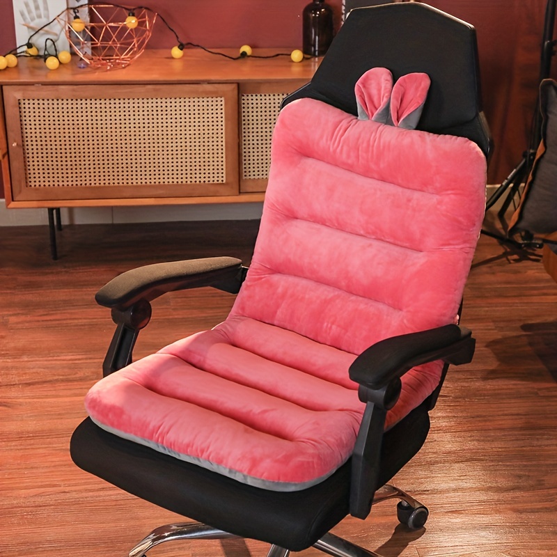 ELFJOY Desk Chair Cushion 100cm Office Chair Cushion Seat Cushion with Back  Support Lounger Cushion with Fixing Band (Pink) 100×46cm