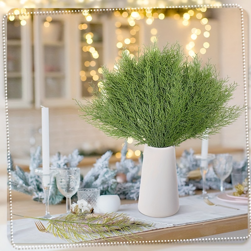 25Pcs 13.8 Artificial Pine Branches Decor Faux Fake Pine Leaves Sprigs,  Green
