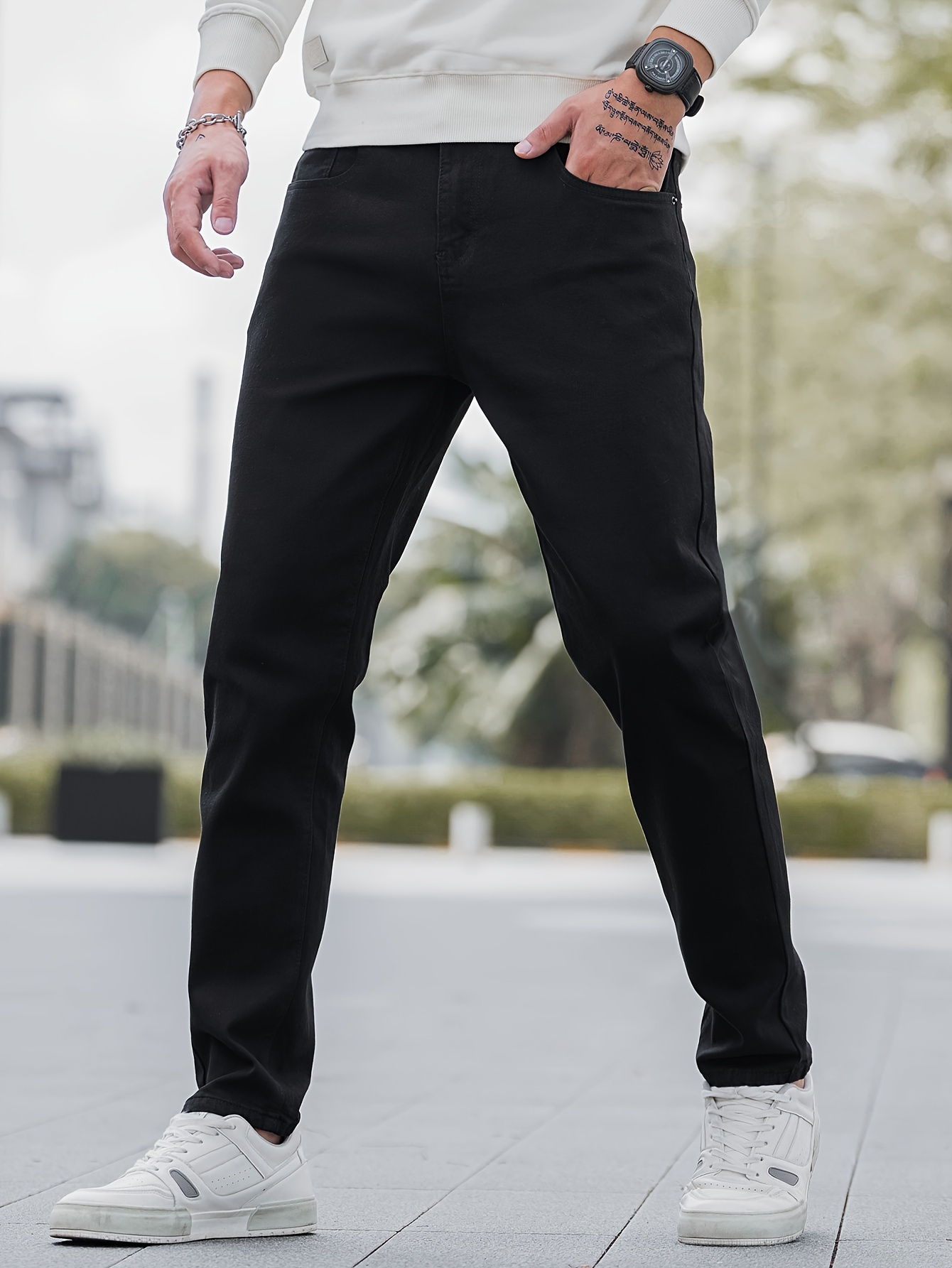 Men's Summer Slim Fit Suit Pants, Lightweight Non-Ironing Anti-Wrinkle High  Stretch Pants Dress Pants Black at  Men's Clothing store