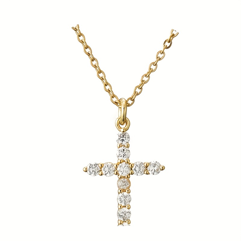 Micro Simple Cross Pendant in Yellow Gold