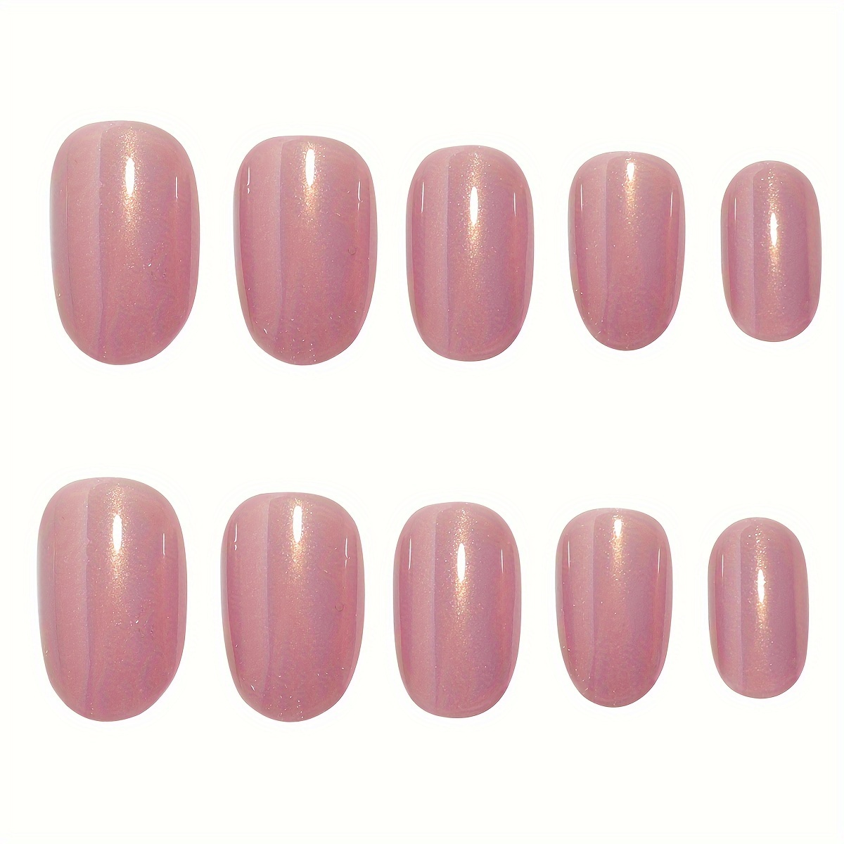 24pcs mid length oval shape press on nails solid color fake nail full cover nails for women details 25