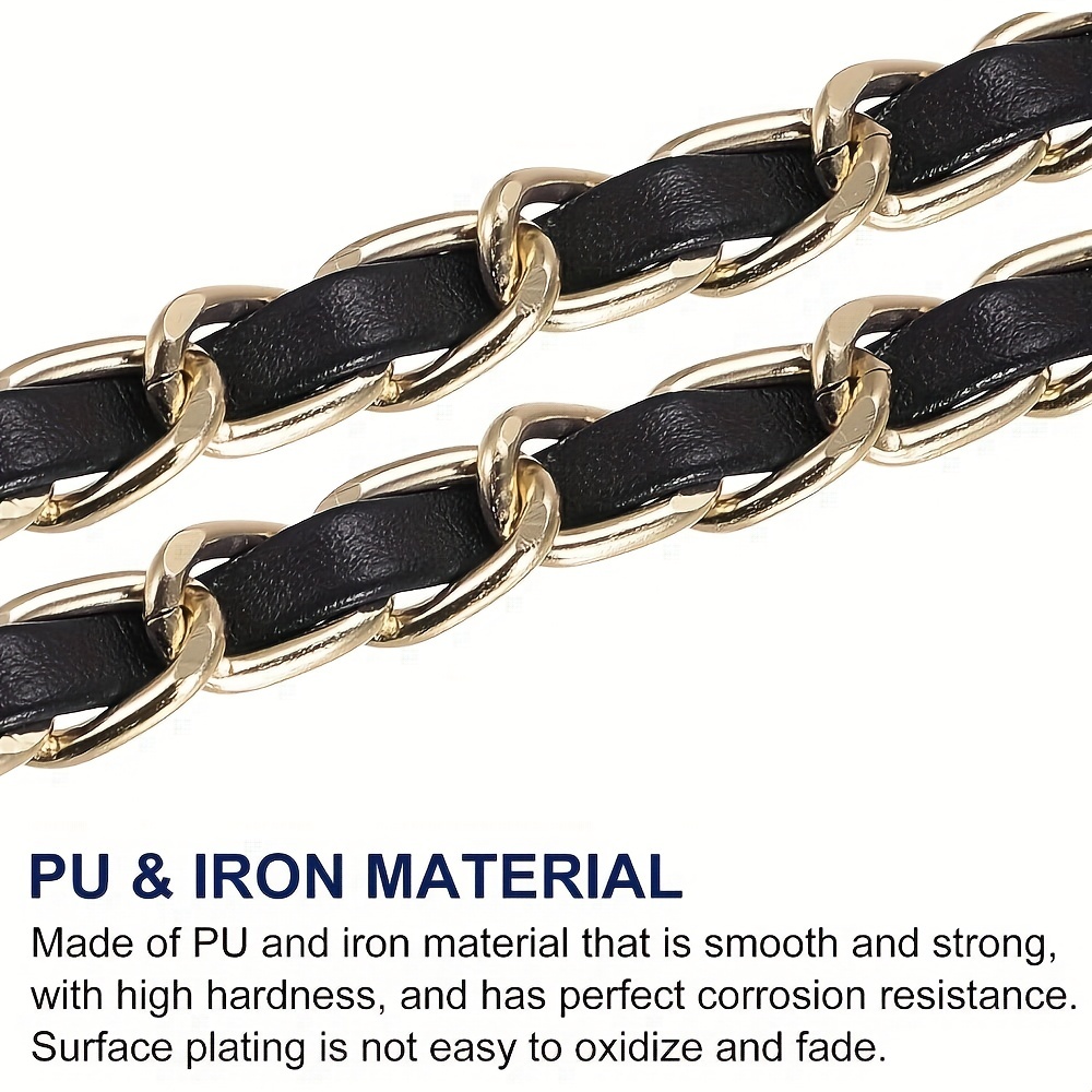 Pu Leather Chain Strap For Shoulder Bag Purse Leather Iron Chain