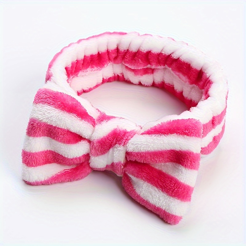 Pink and White Ribbon Collection Medium Headband Stripes - Bows Etc.