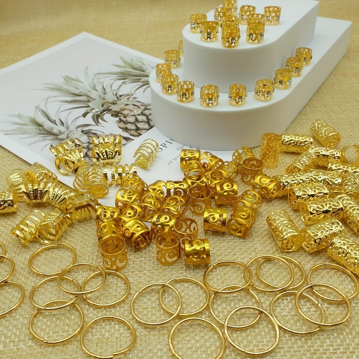 Adjustable Golden Dreadlock Beads Locs Rings For Women And - Temu