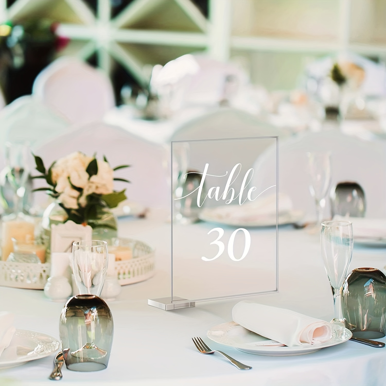 Clear Acrylic Wedding Table Numbers Calligraphy Print Holder - Temu