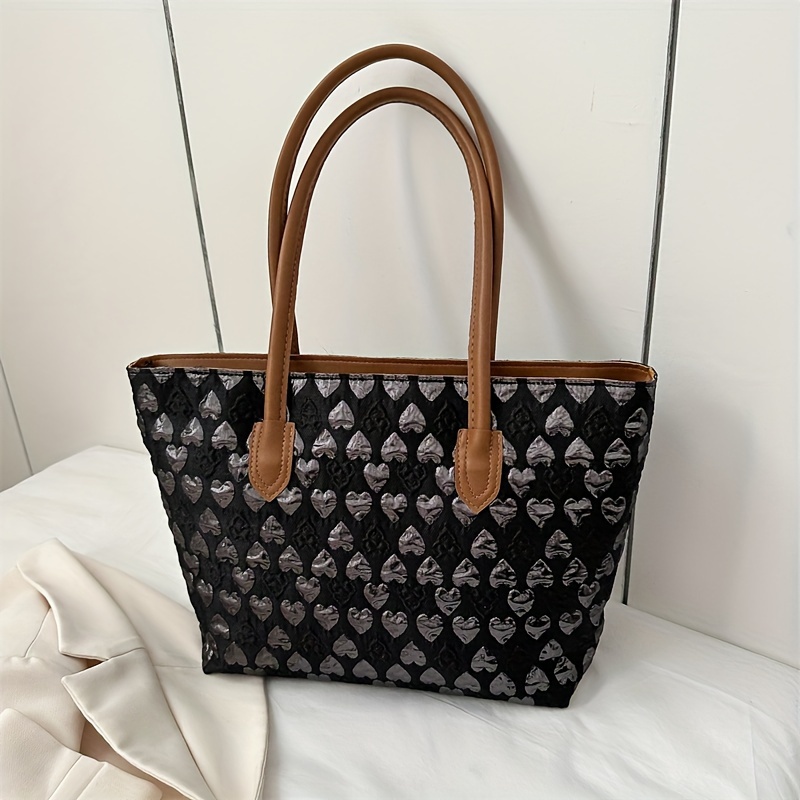 Niche Heart Pattern Tote Bag match Novelty Handbag Women - Temu United ...