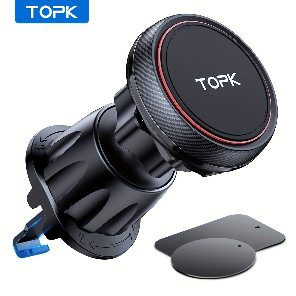 E-shop TOPK D45G Magnetische Auto-Handyhalterung, Starke Magnetische Anziehung mit Metallhaken Überlegene Stabilität Handyhalterung für Auto-Lüftung