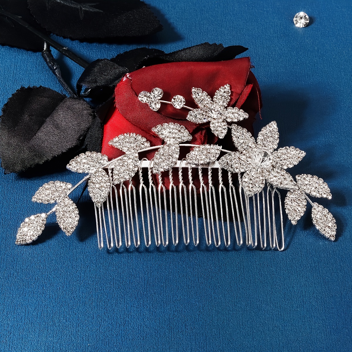  Butterfly Bridal Hair Comb Rhinestone Flower Wedding