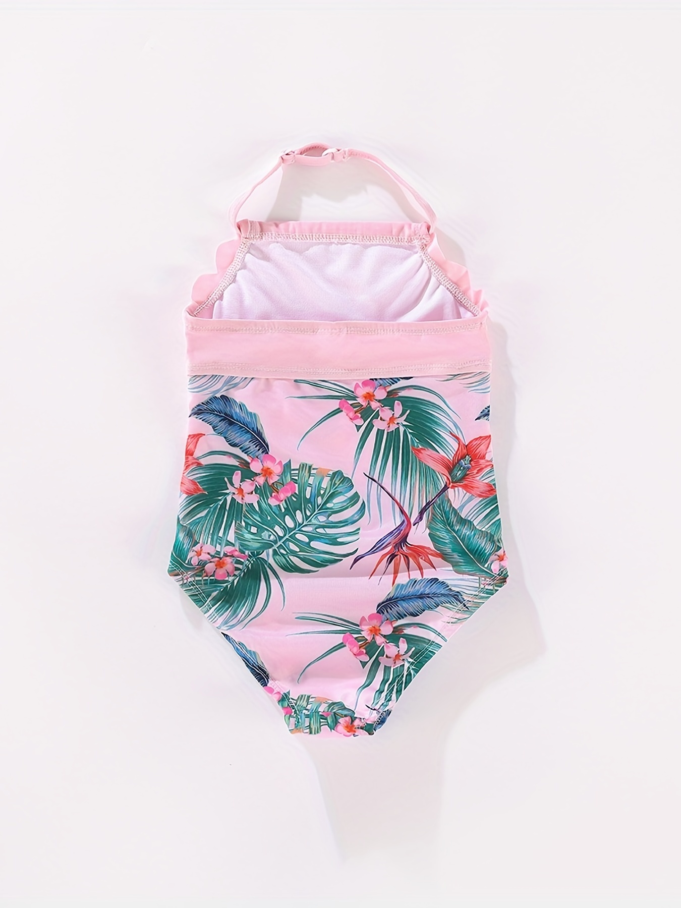 Traje Baño Pieza Cuello Halter Empalmado Flores Bonitas - Temu