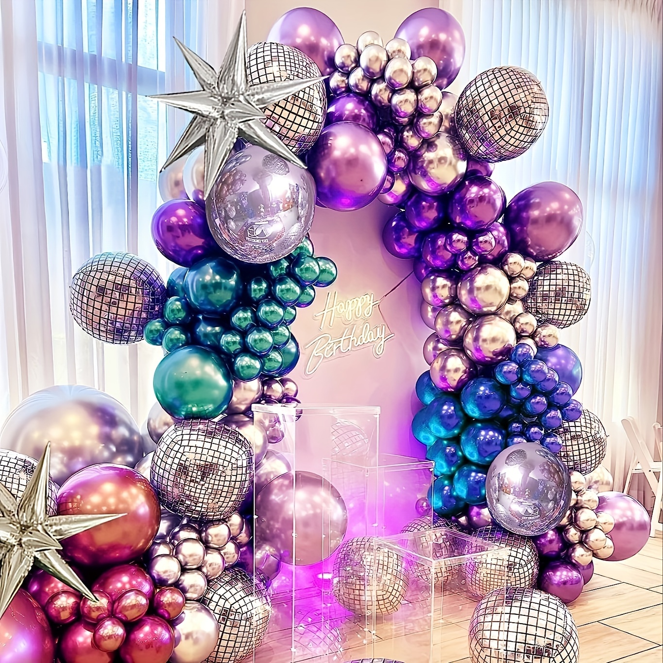 Kit arche à ballons Rose & Bleu Gris (167 Ballons) – Happy Muz Deco