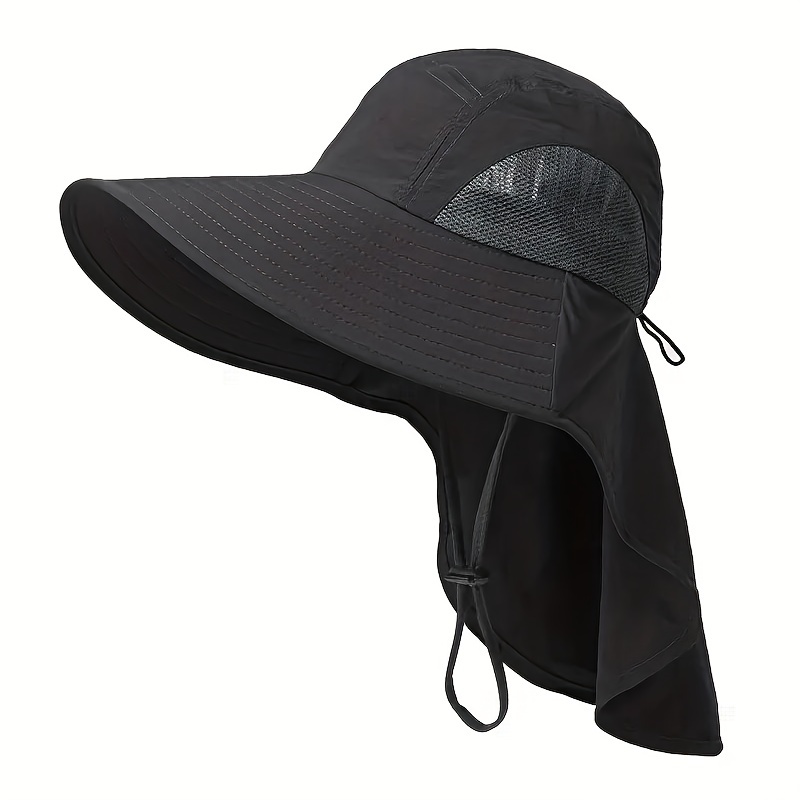 Unisex Mesh Breathable Sun Hat Neck Flap Wide Brim Casual - Temu