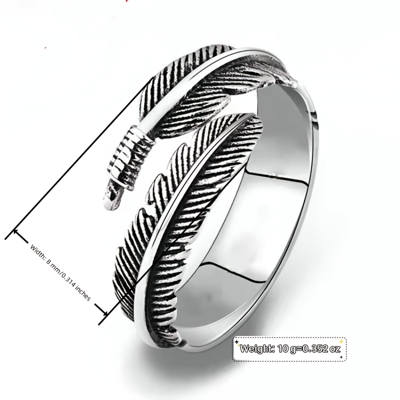European Retro Feather Open Ring
