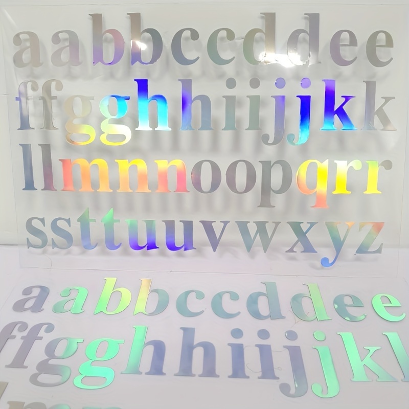 

5pcs Laser Film Lettering With Capital Letters, Self-adhesive Instant Adhesive Lettering Paper, 7 Color Laser Material Decoration And Identification Supplies
