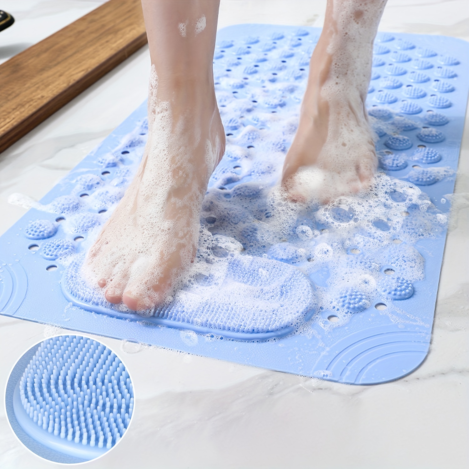 Anti-slip Shower Stall Mat, Bathtub Mats With Drain Holes And