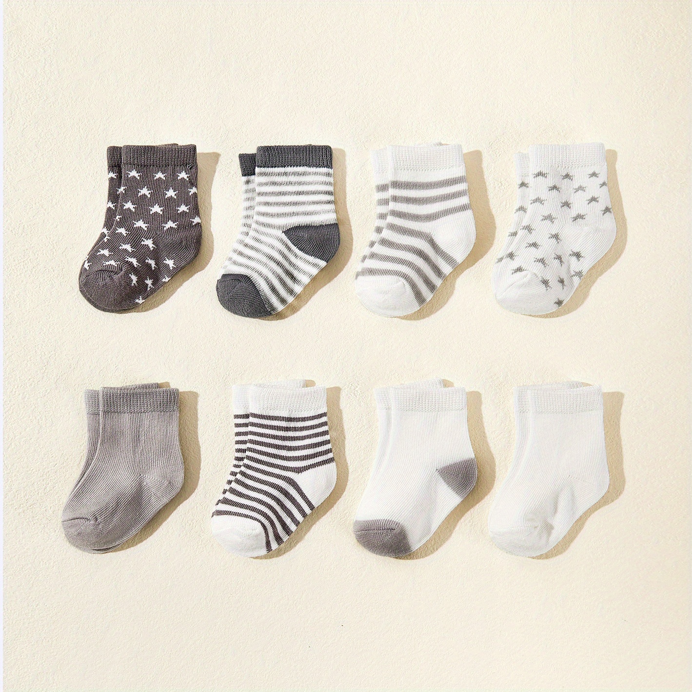 8pairs Casual Trendy Cute Striped Star Knit Socks Soft Comfortable ...