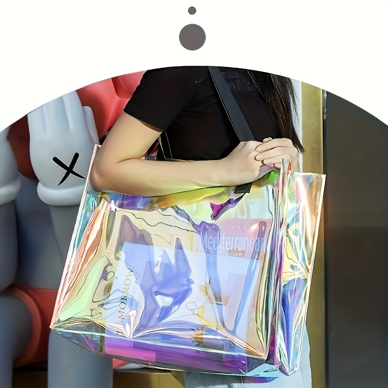 Bolsa de mano para mujer tela de lona rayada Pu Mango de gran capacidad con  cremallera Travel Shopping