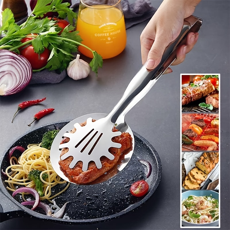 BBQ Thongs Stainless Steel Food Clip Steak Bread Clamp Kitchen Frying Oil  Cooking Filter