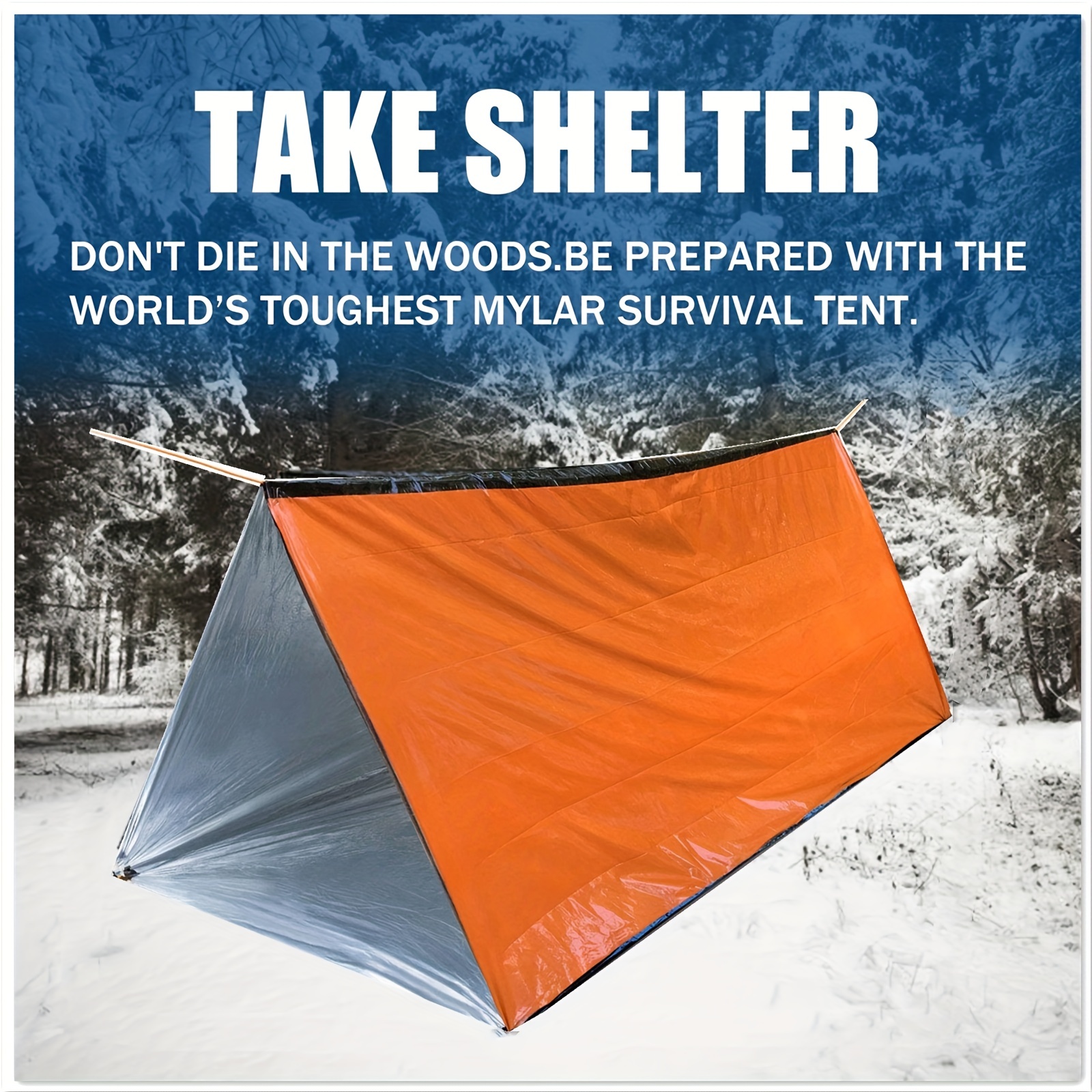 thumbnail image 2 of 2-Person Emergency Survival Tent - Mylar Tube Shelter For Camping & Outdoor Emergencies 2 of 14