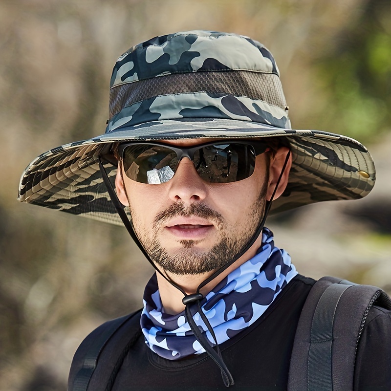 Camo 2 Vacation Camouflage Hat, Men's Sunshade Hats for Men Breathable Fishing Beach and Hunting Hat,Temu