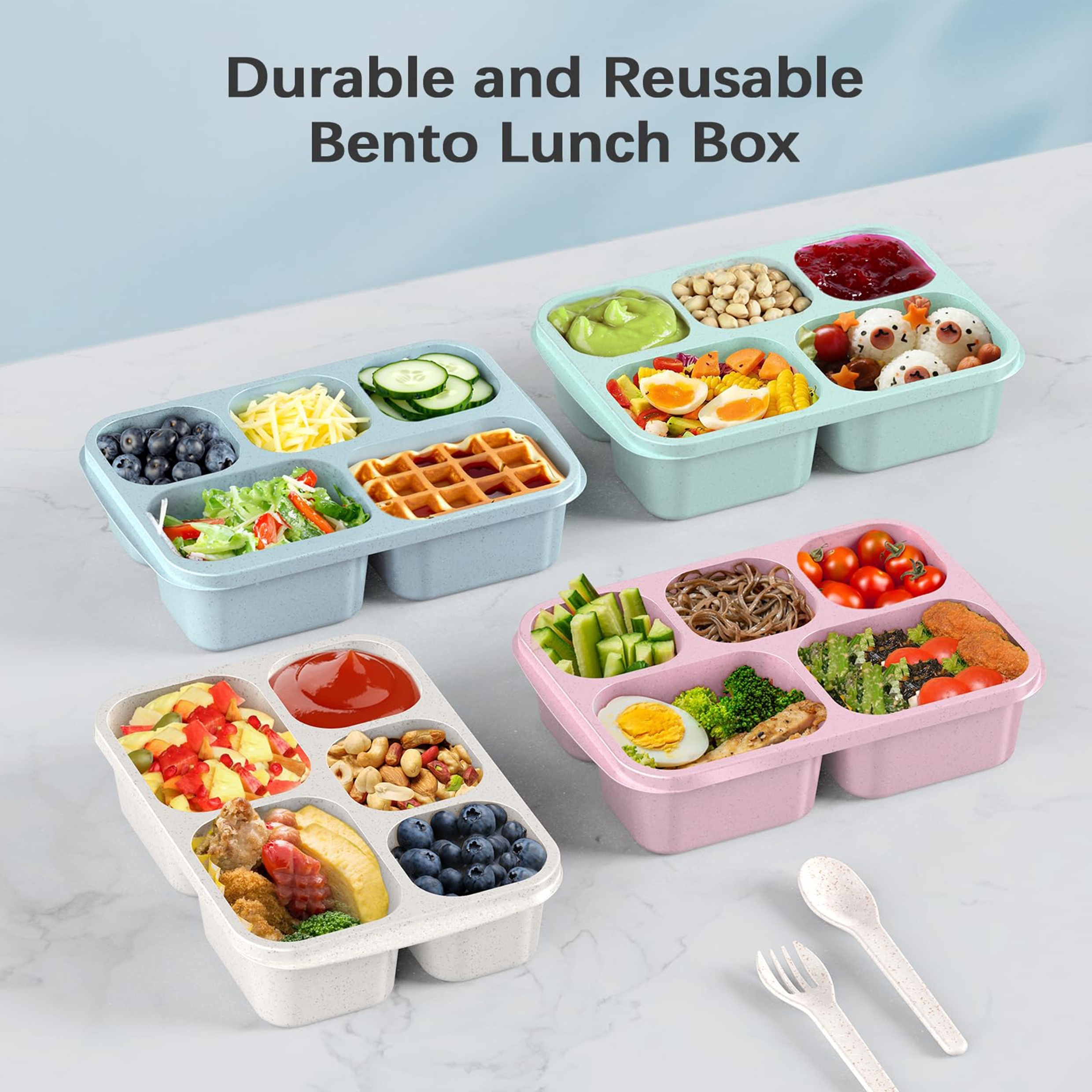 4pcs Lunch Box Bento Box Caja De Almuerzo Reutilizable Para - Temu