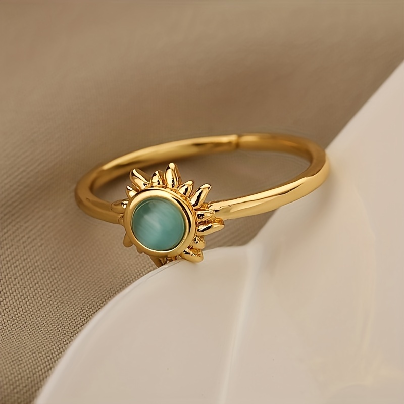 TEMU 1pc Anillo Bohemio Retro Versátil De Con Sol Para Hombres Y Mujeres