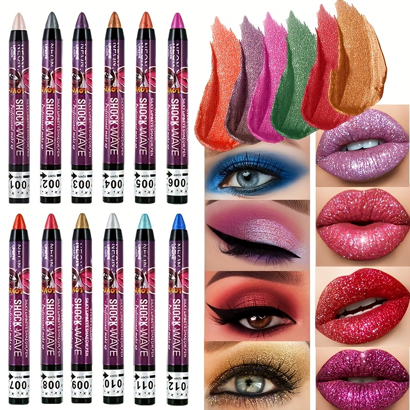 12 color Glitter Colorful Eyeshadow Pencil Sequins Metallic - Temu