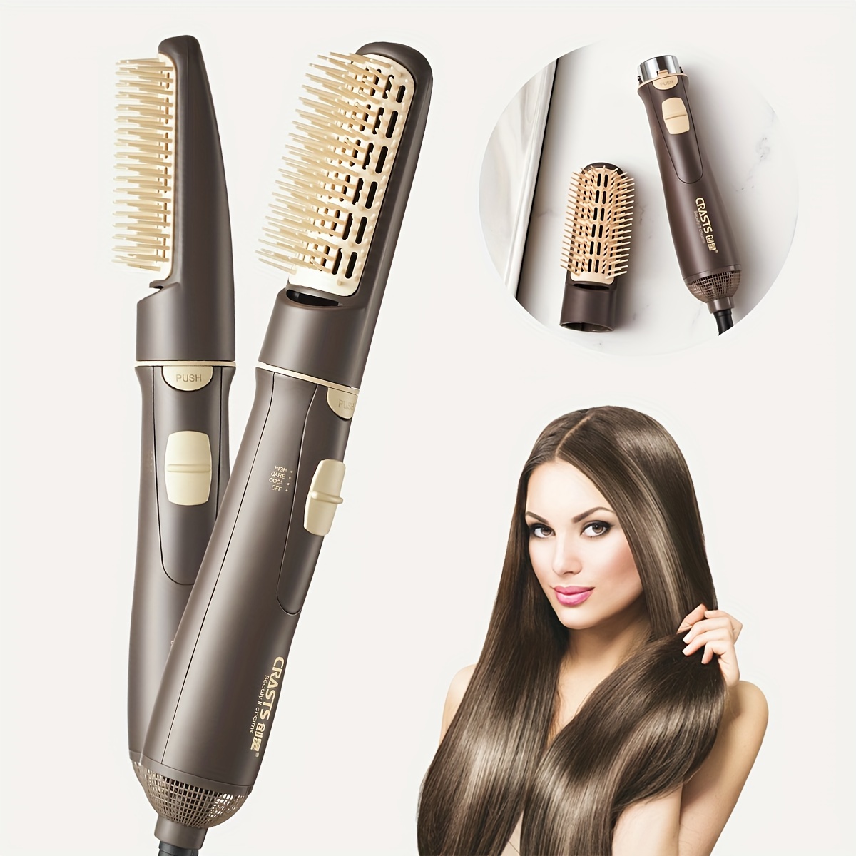 

[eu Standard] Hair Dryer Comb Dual-use Hair Dryer Blowing Hair Home Negative Ion Straight Hair Comb Straight Hair Fluffy Curly Hair Multi-function Hair Care Hair Dryer Hot Air Brush