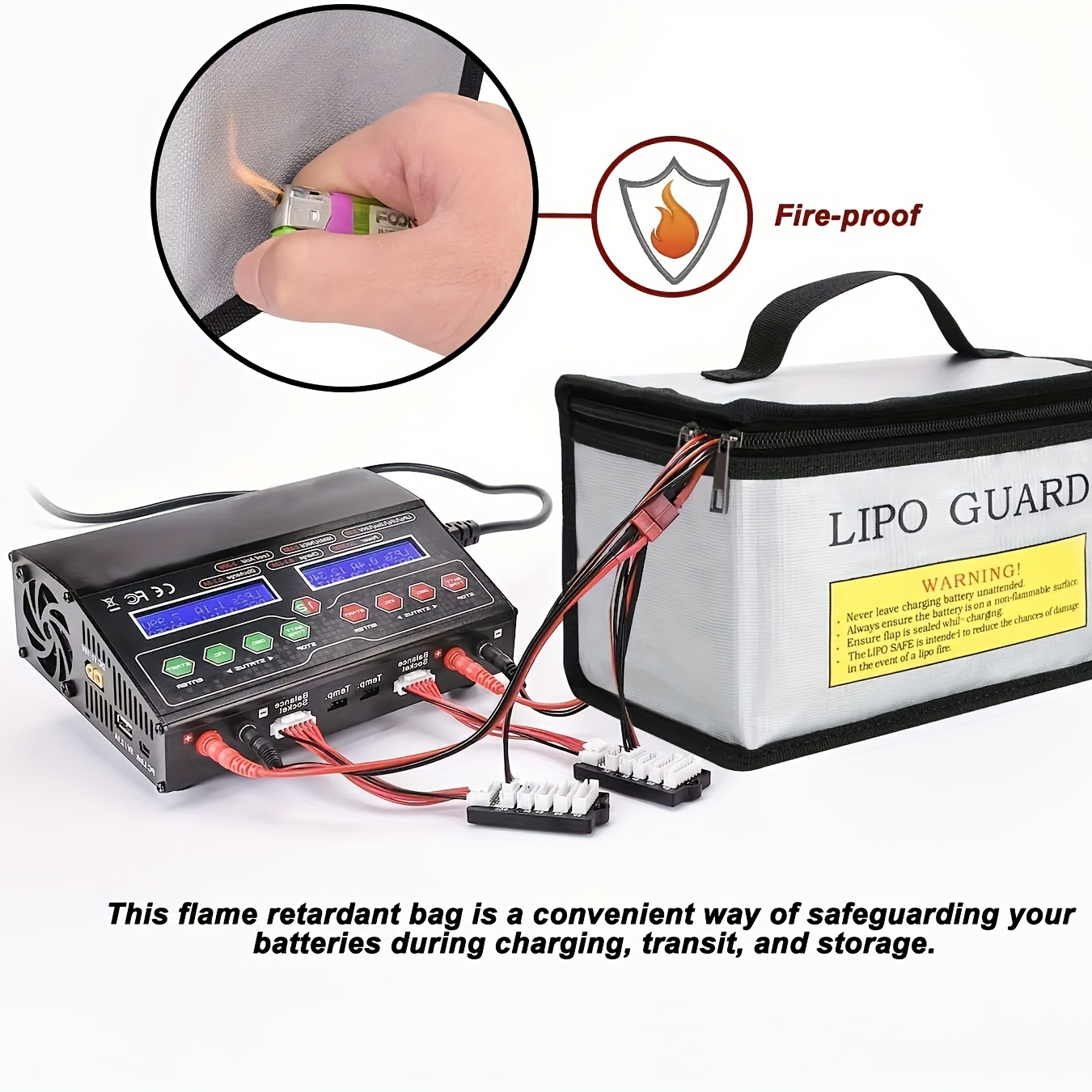 Sac de sécurité de batterie Lipo, étui de protection Lipo, sacs de charge  de batterie, sac de rangement ignifuge, pour une charge sûre, batterie au  lithium de transport
